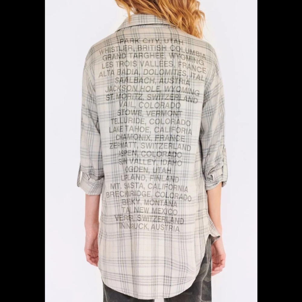 Sundry destinations plaid button down shirt cream small